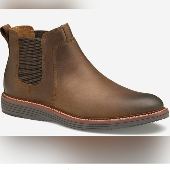 Johnston & Murphy Upton Chelsea Boots Brown Oiled Full Grain Leather ize 12 - Picture 1 of 11